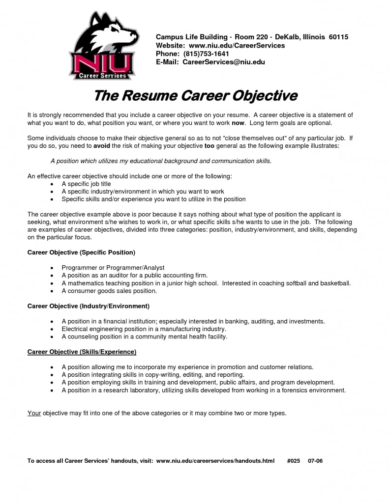 Resume Job Goals Examples - Erha.yasamayolver