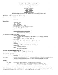 Resume Samples For College Applications | Sample Resume For The