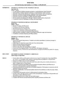 Retail Pharmacy Technician Resume Samples | Velvet Jobs