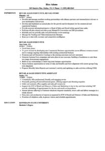 Retail Sales Executive Resume Samples | Velvet Jobs