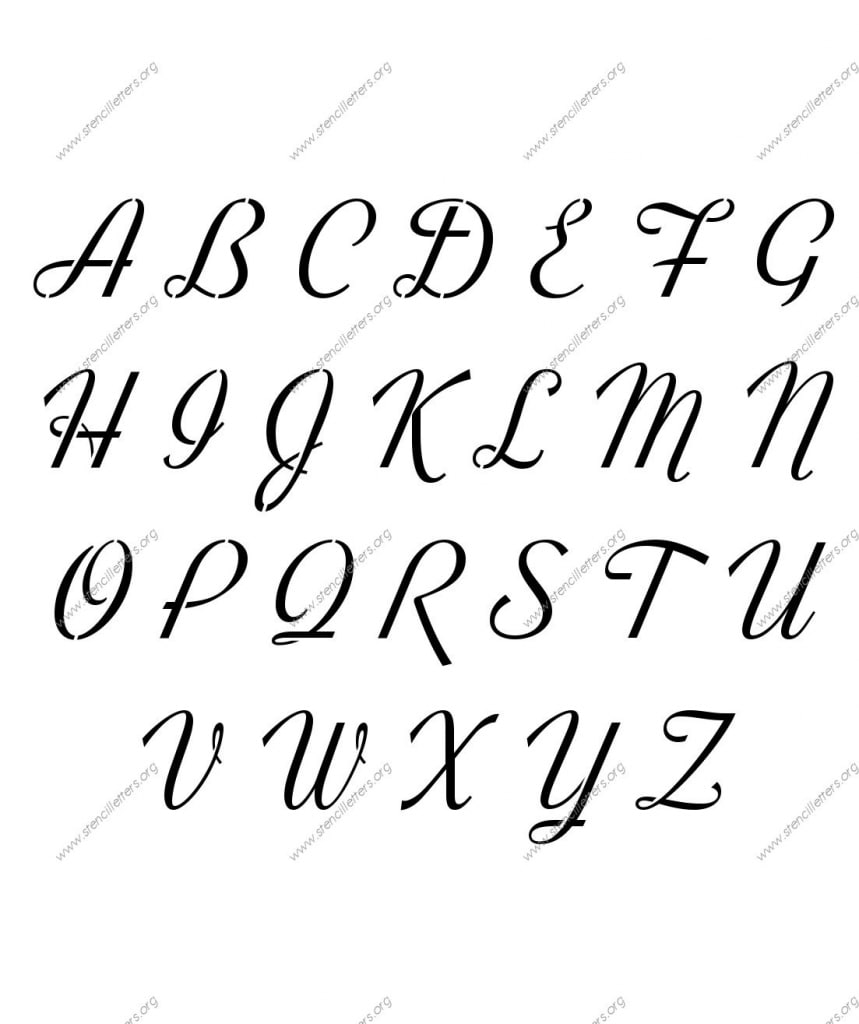 Retro Vintage Cursive Uppercase &amp; Lowercase Letter Stencils A-z 1/4