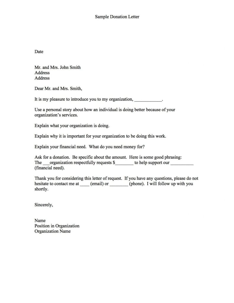 Sample Donation Request Letter And Donation Card | Help/ Grants