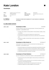 Sample Housekeeper Resume Examples 30 Housekeeping Resumes Word How