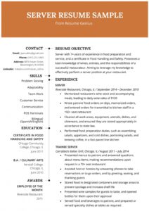Server Resume Example &amp; Writing Tips | Resume Genius