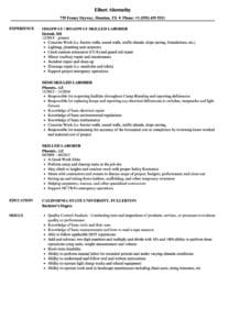 Skilled Laborer Resume Samples Velvet Jobs Labourer Examples S