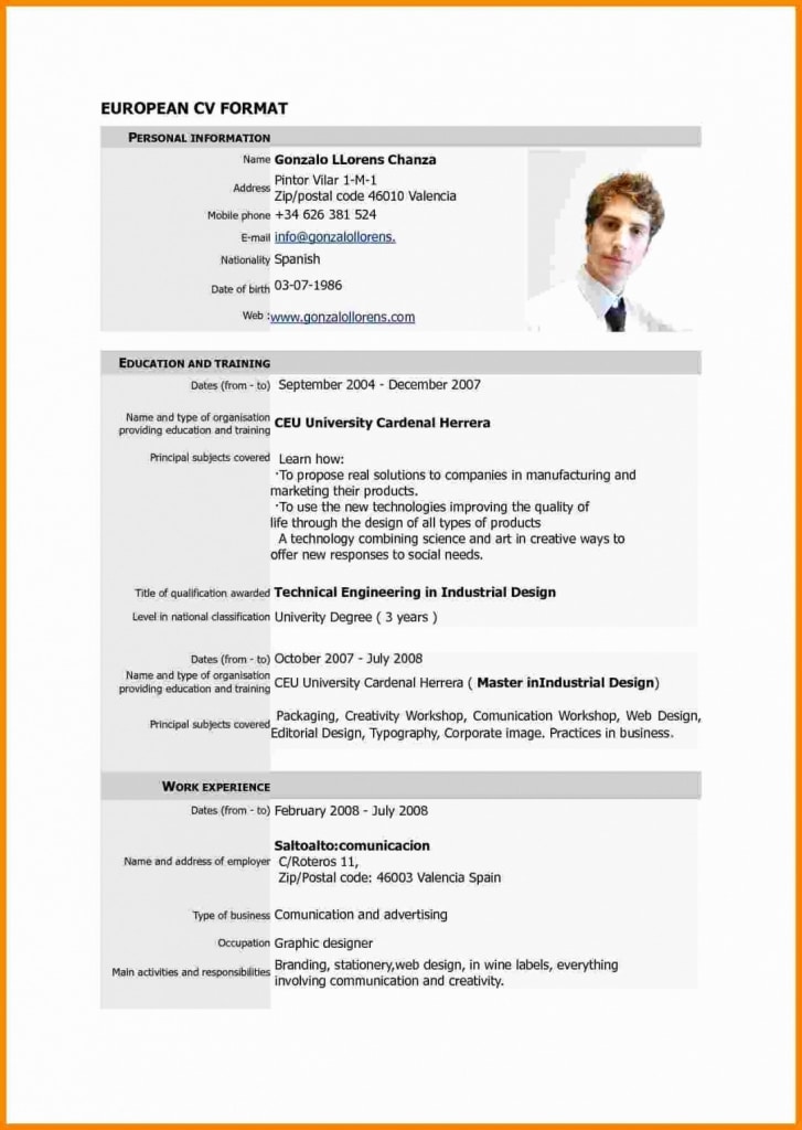 Standard Resume Format Pdf And 7 Cv Resume Sample Pdf – Theomega.ca