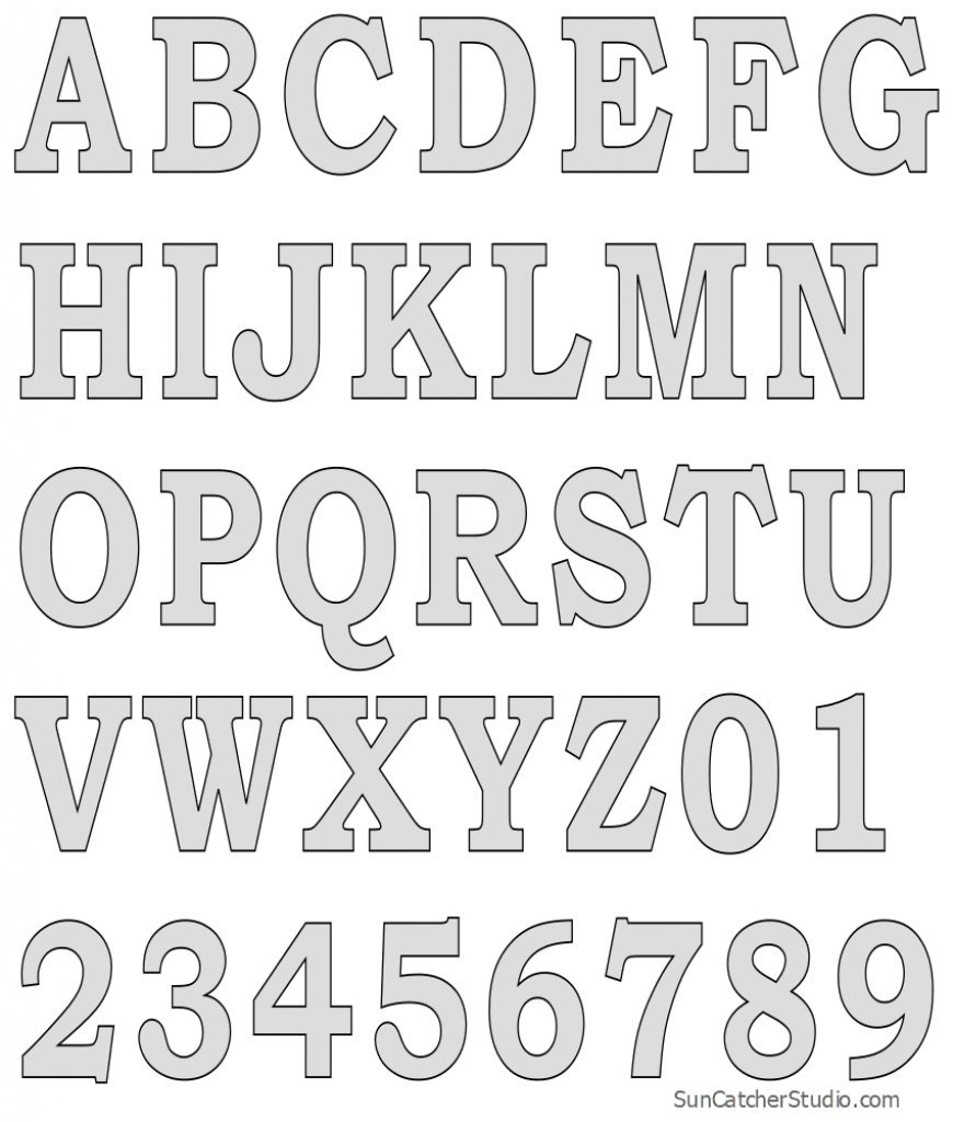 Tall Block Serif Printable Letter Stencils (number And Alphabet