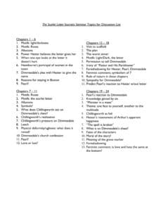 The Scarlet Letter Socratic Seminar Topics For Discussion List