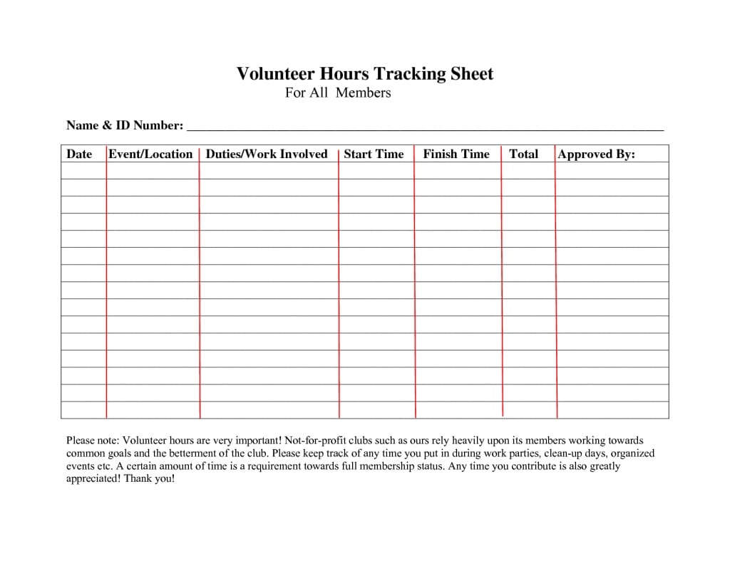 Volunteer+hours+log+sheet+template | Forms | Community Service Hours