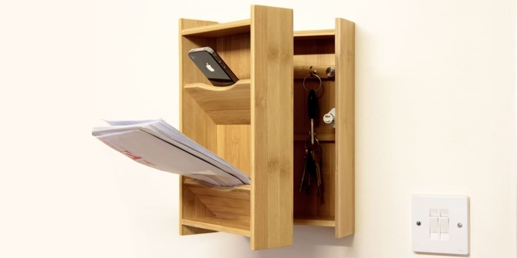 Wall-mounted Keys &amp; Letter Holder | Bamboo Keys Holder