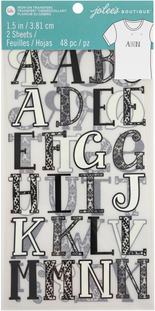 Wrights Iron-on Letters 1.5"-black &amp; White