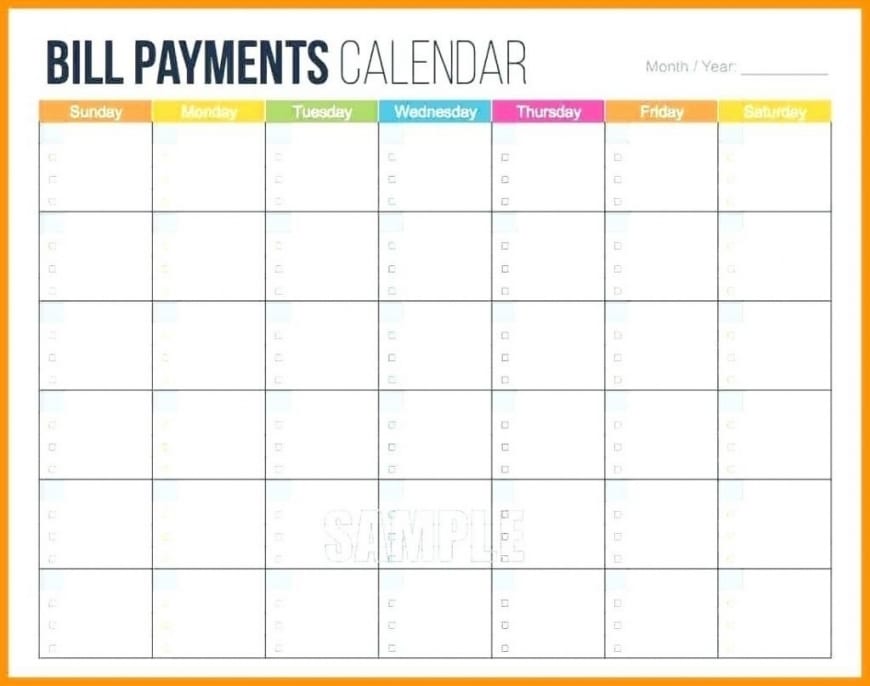 Free Printable Bill Calendar