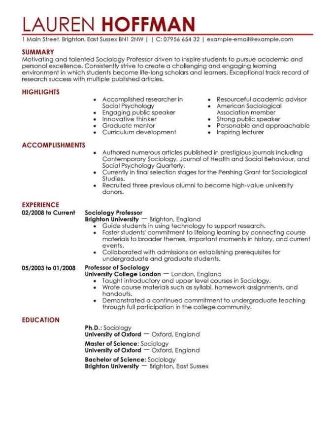 Examples Of Education Resumes