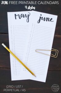 2016 Free Printable Calendars - Lemon Thistle