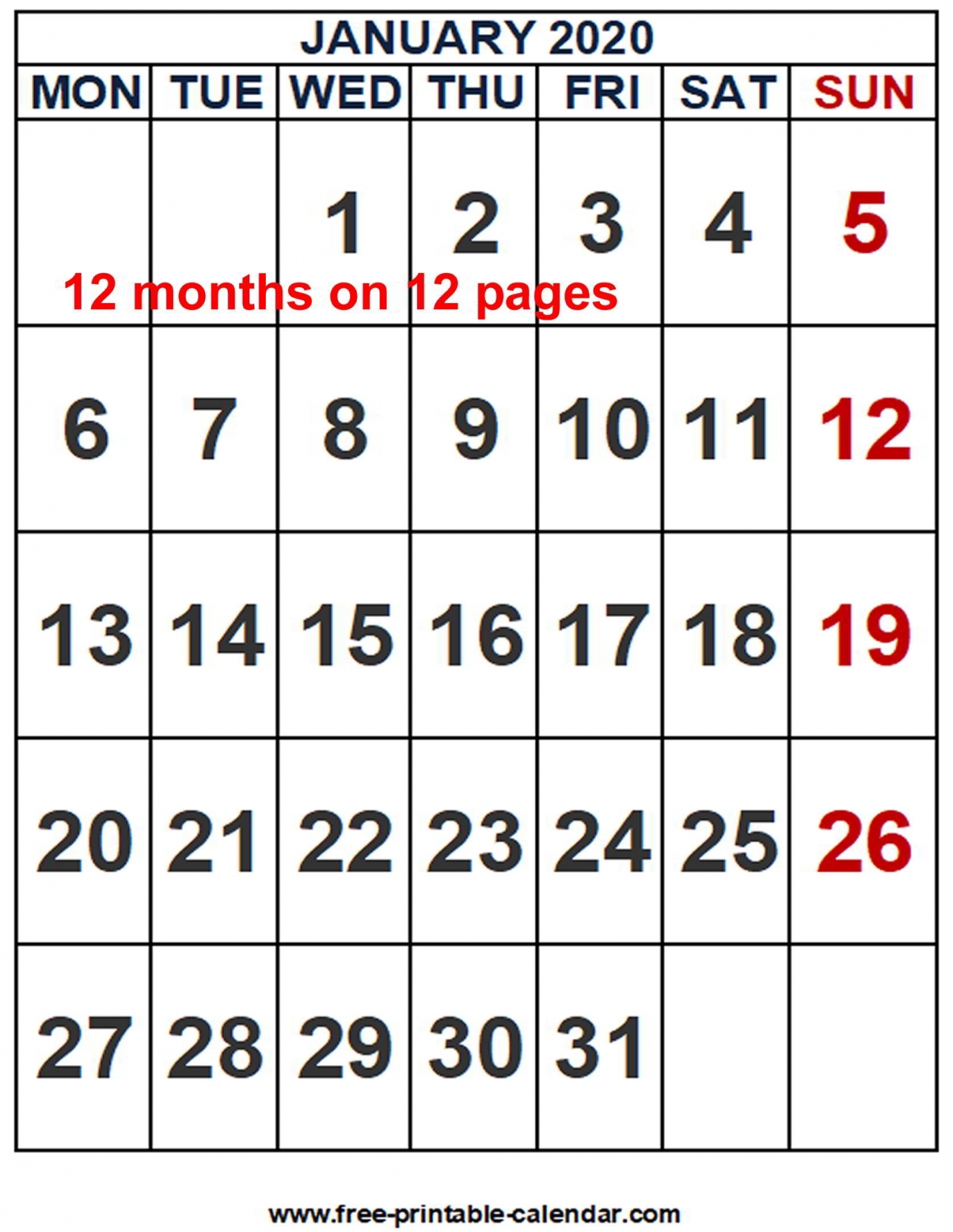 Printable Calendar 2020 Word Printable Calendar 2020 Word