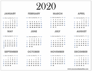 2020 Calendars In Pdf - Download Templates Of Calendar 2020