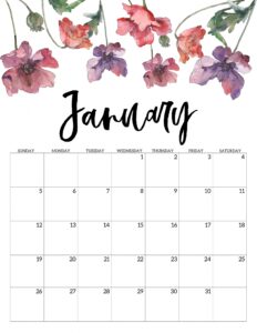 2020 Free Printable Calendar - Floral - Paper Trail Design