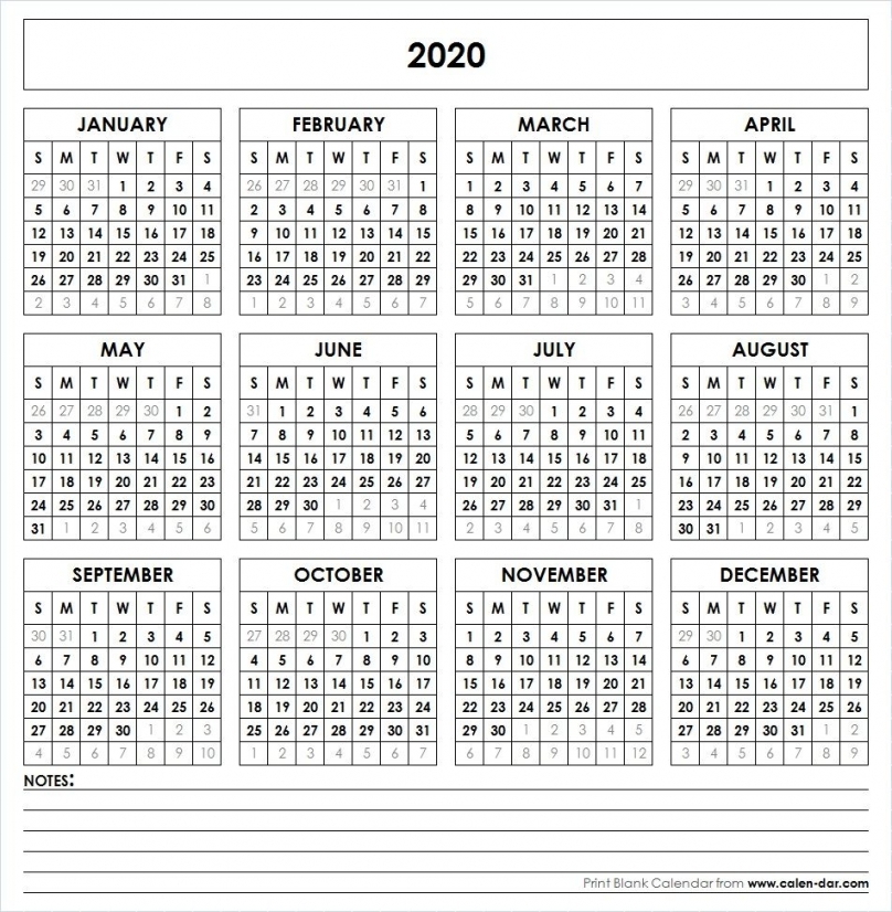 2020 Printable Calendar | Printable Calendar Template