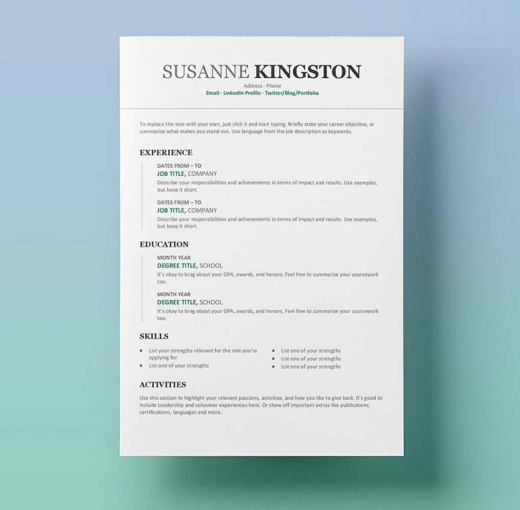 Resume Templates Examples Free