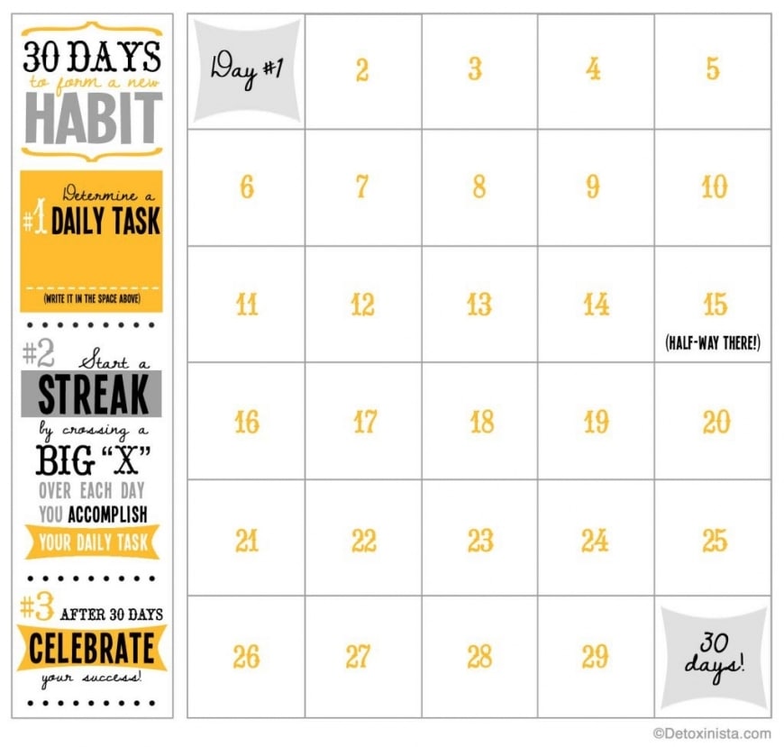 Blank 30 Day Calendar Template