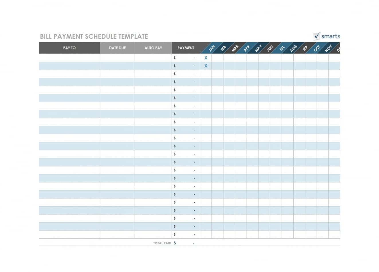 Printable Bill Pay Calendar