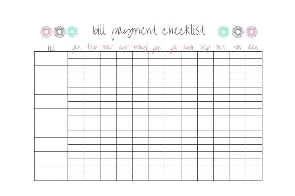 32 Free Bill Pay Checklists &amp; Bill Calendars (Pdf, Word &amp; Excel)