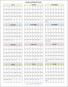 Academic Calendars For 2018-19 School Year (Free Printable