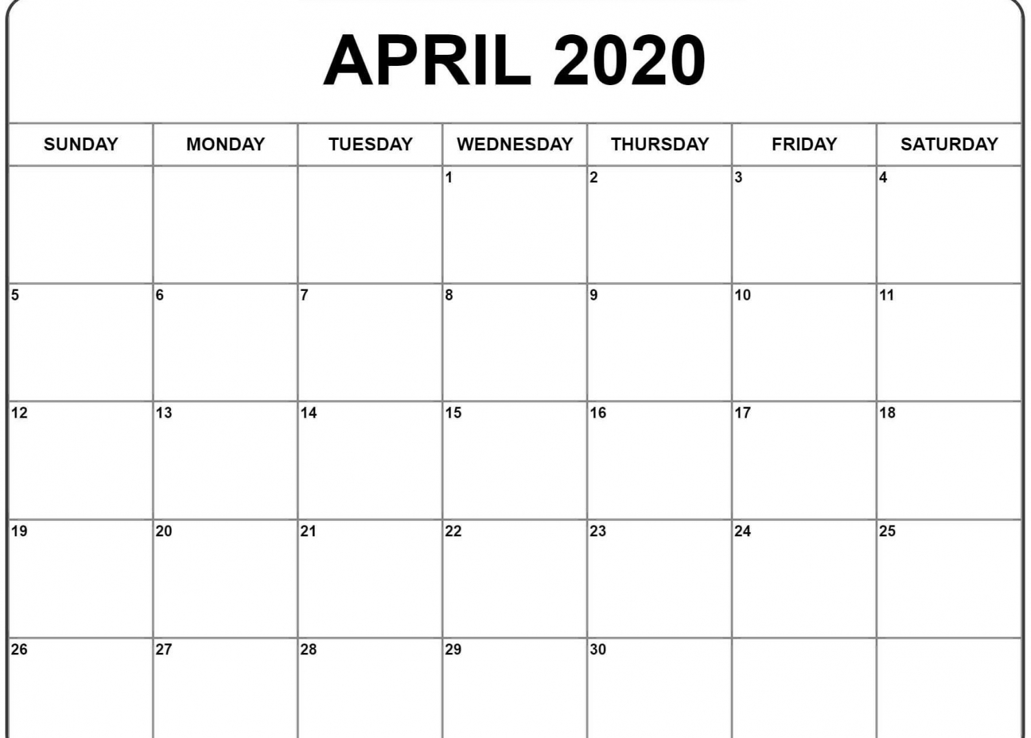 April 2020 Calendar Blank Template | July Calendar, Free