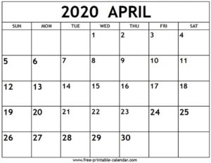 April 2020 Calendar - Free-Printable-Calendar