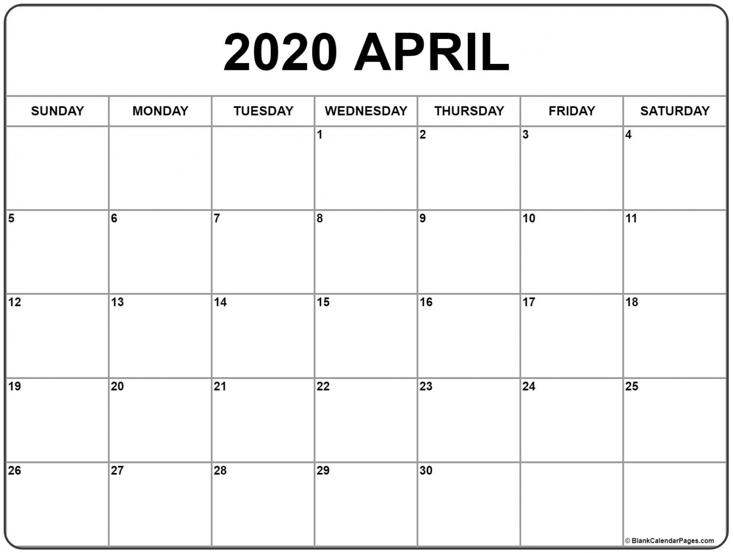 April 2020 Printable Calendar