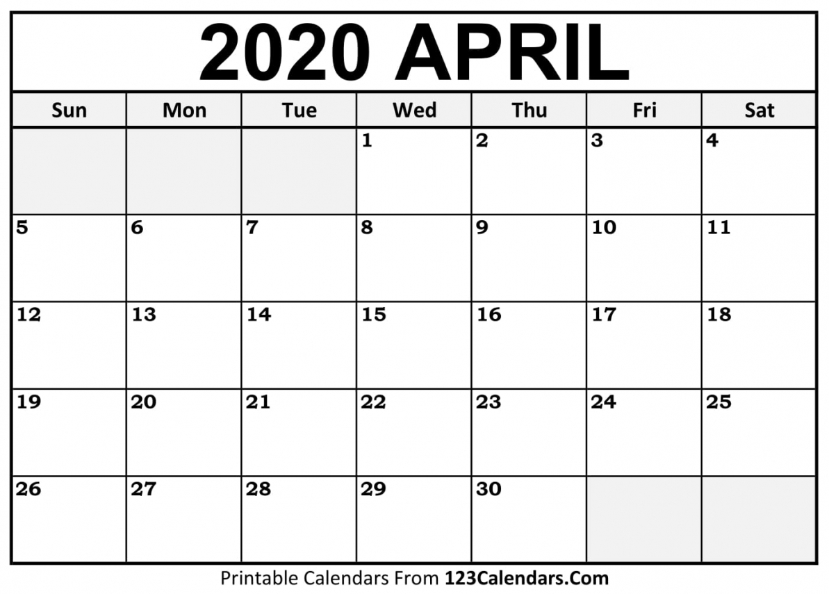 April 2020 Printable Calendar | 123Calendars