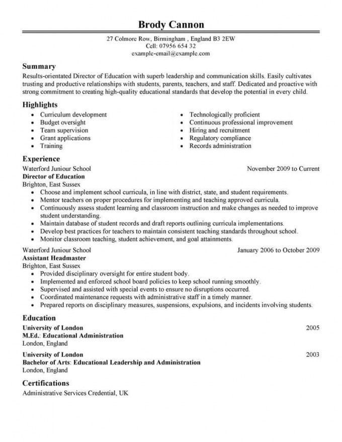 Director Resume Examples