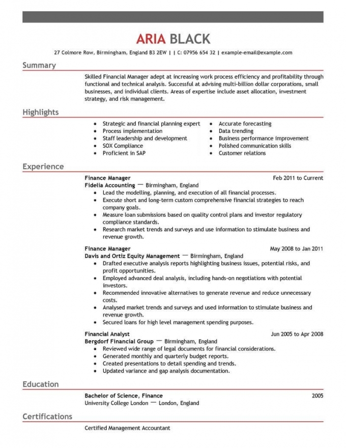 Best Finance Manager Resume Example | Livecareer