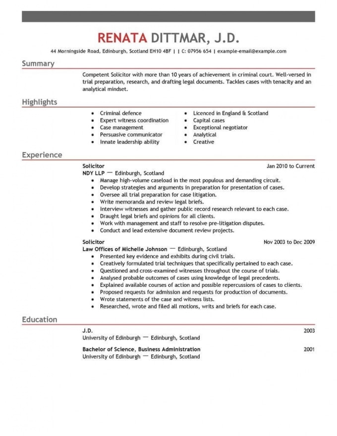 Best Legal Resume Example | Livecareer
