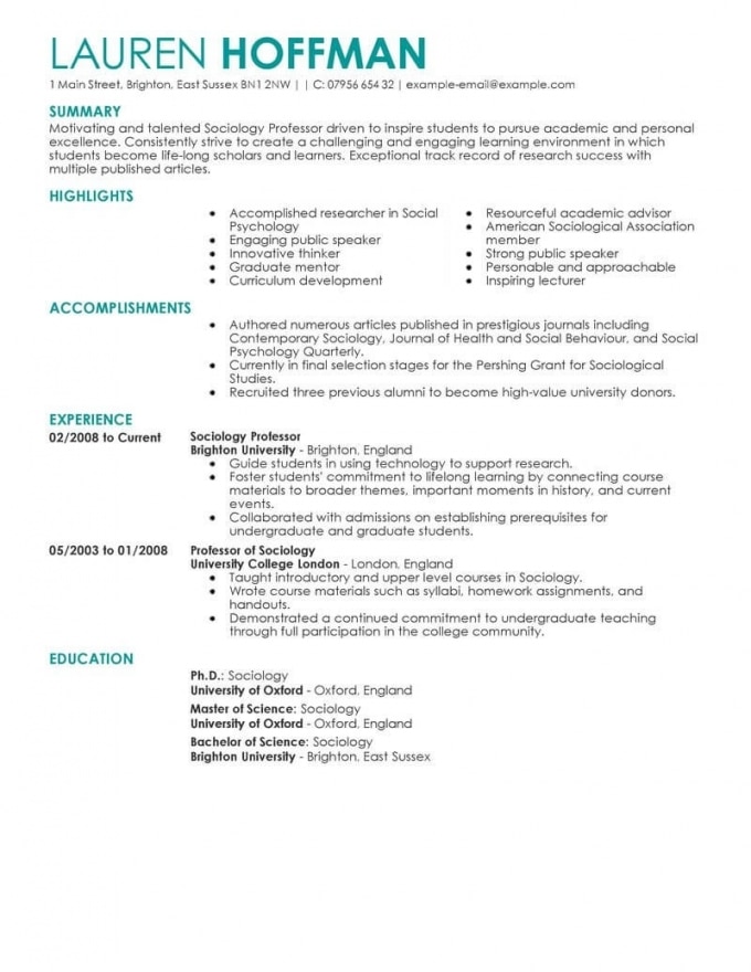 Best Professor Resume Example | Livecareer