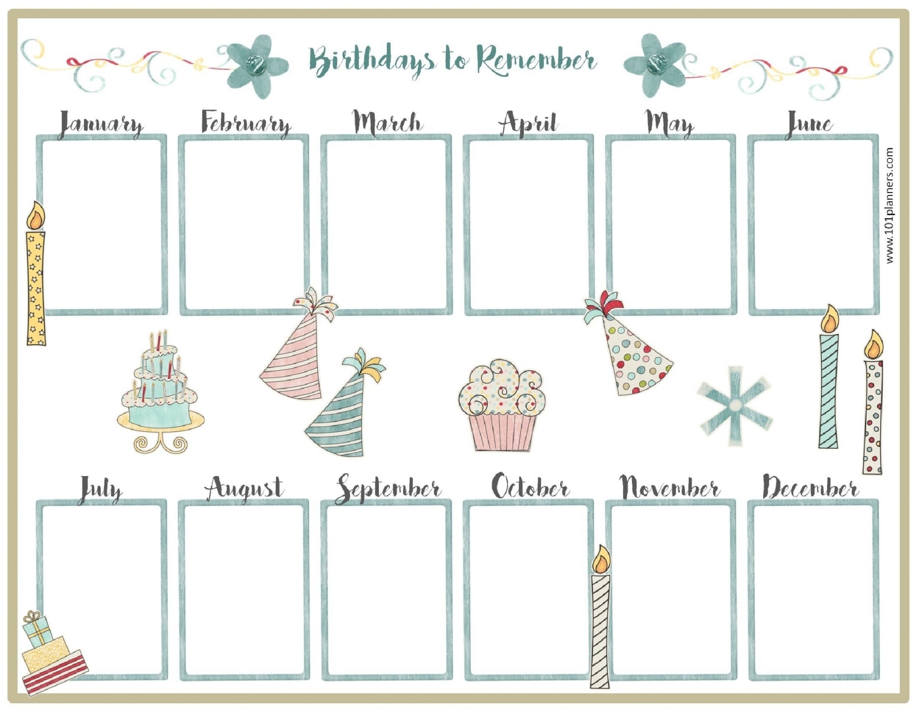 Birthday Calendar List Template