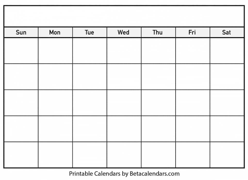 Blank Calendar Template Printable