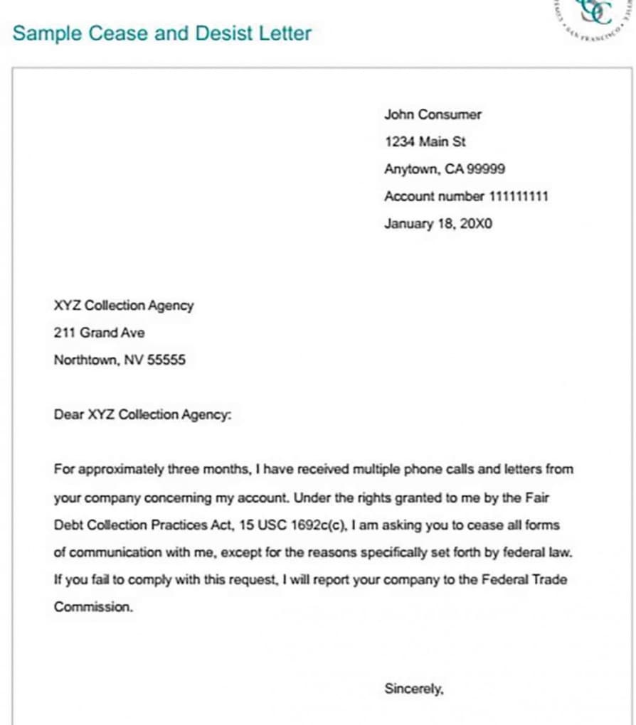 Sample Cease And Desist Letter To Former Employee
