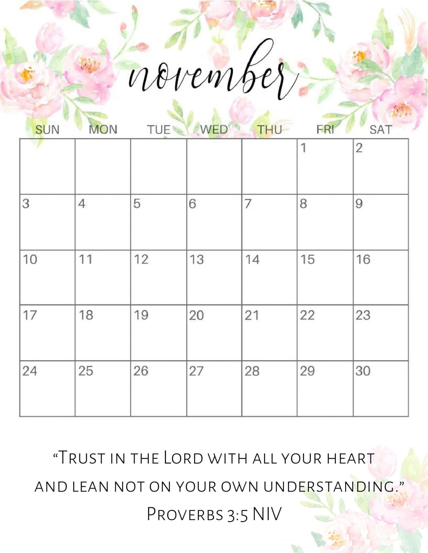 Printable Cute Calendar