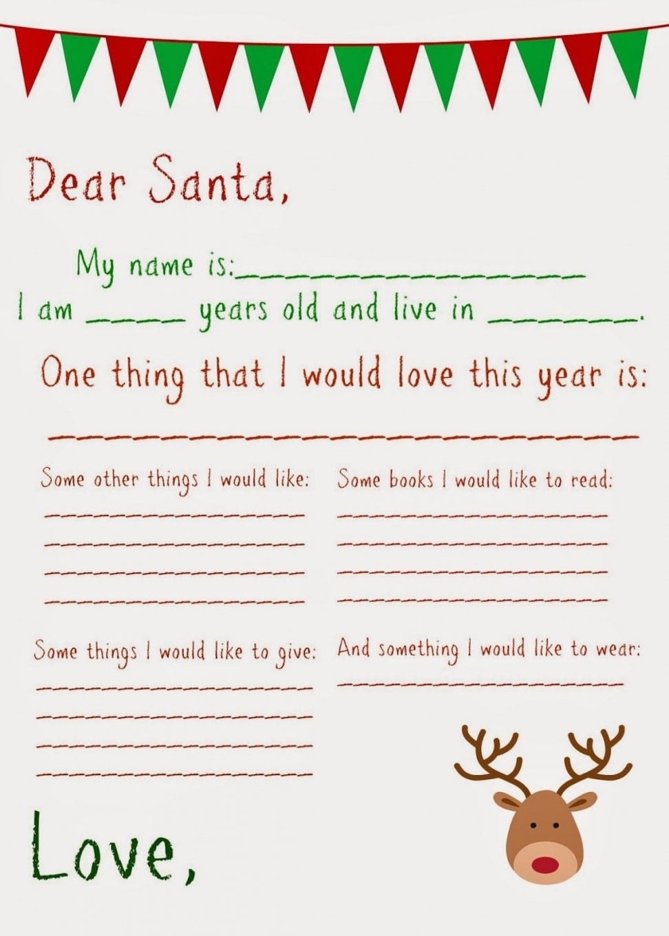 Printable Dear Santa Letters