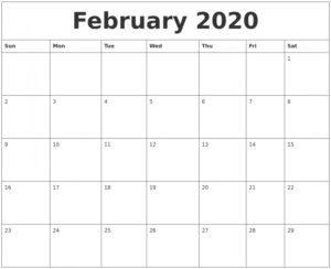 February 2020 Blank Printable Calendars