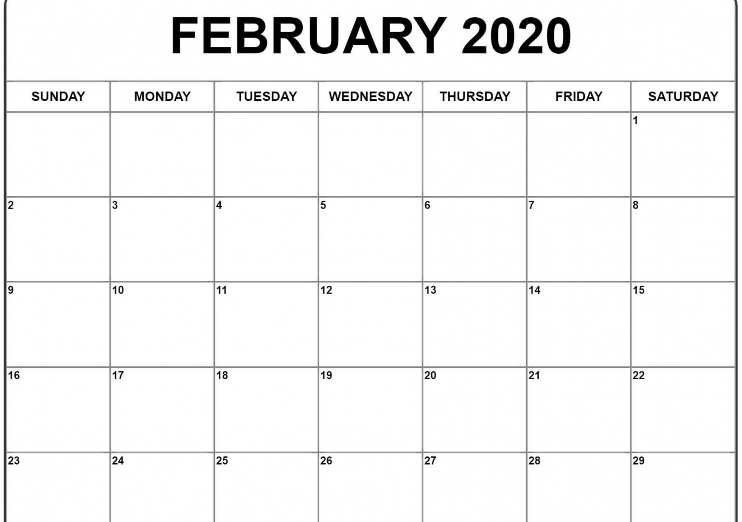February 2020 Calendar Printable February 2020 Calendar Printable
