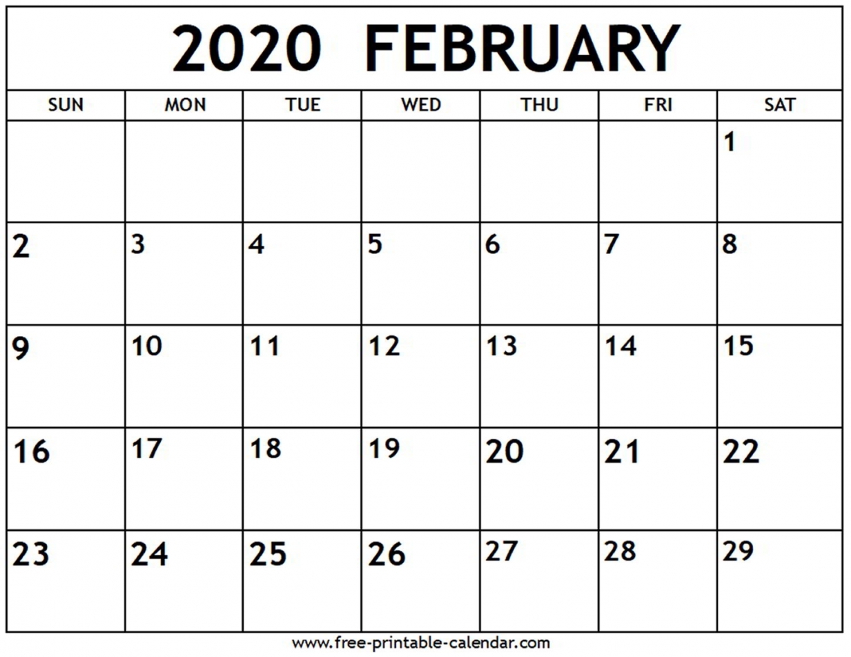February 2020 Calendar Printable February 2020 Calendar Printable