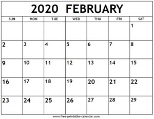 February 2020 Calendar - Free-Printable-Calendar