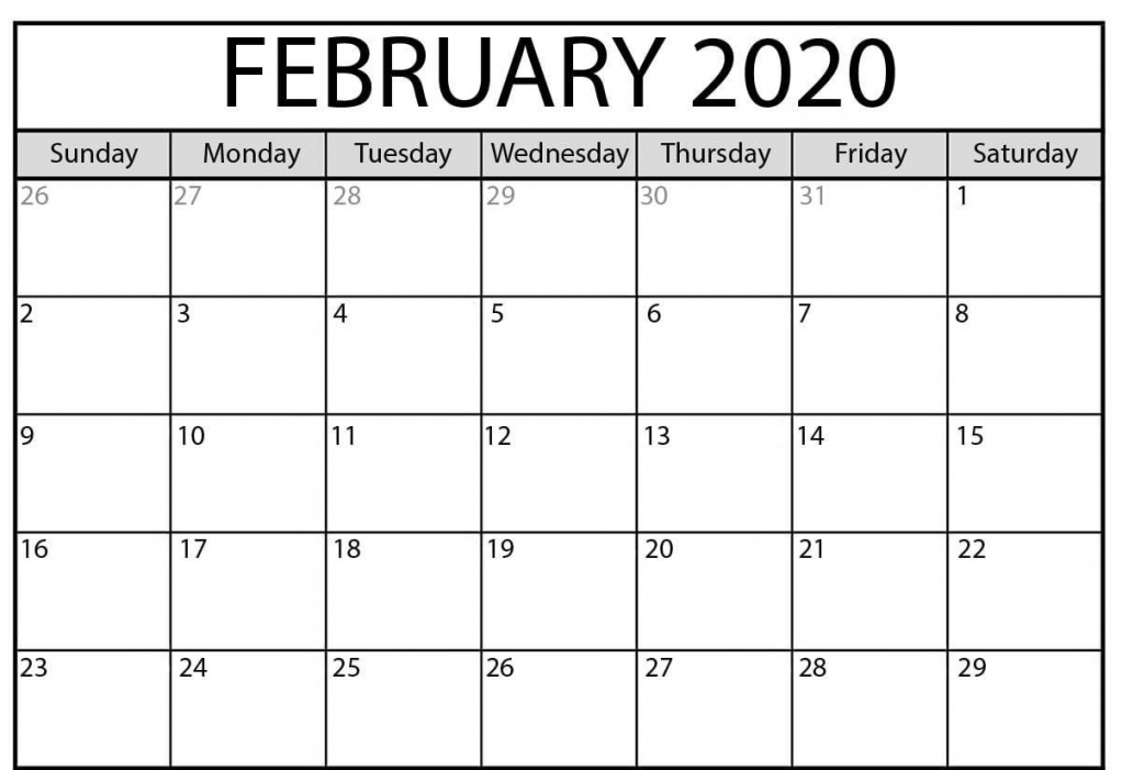February 2020 Calendar Printable