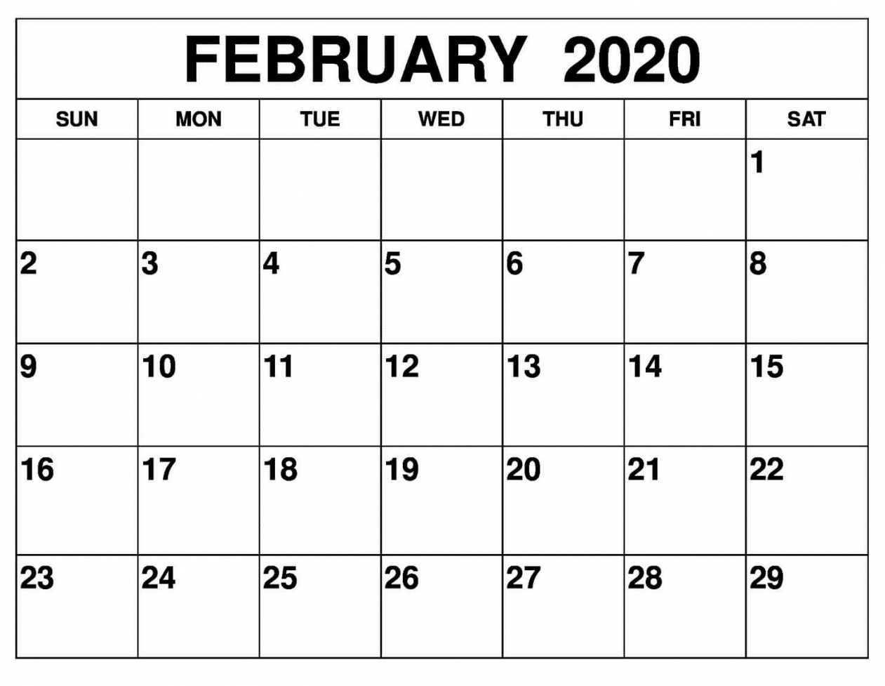 February 2020 Calendar Printable February 2020 Calendar Printable