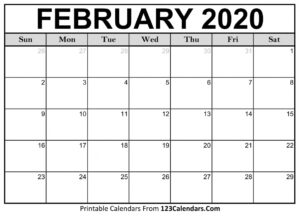 February 2020 Printable Calendar | 123Calendars