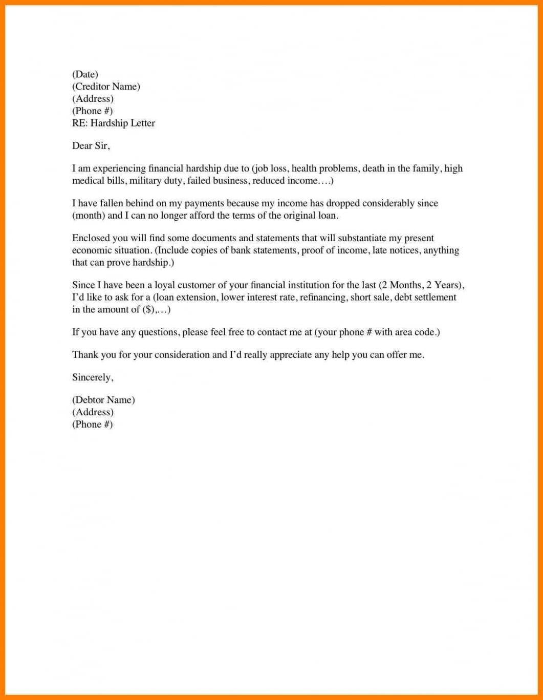 Free Sample Hardship Letter For Loan Modification