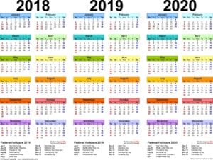 Fine 3 Year Calendar 2019 To 2021 : Mini Calendar Template