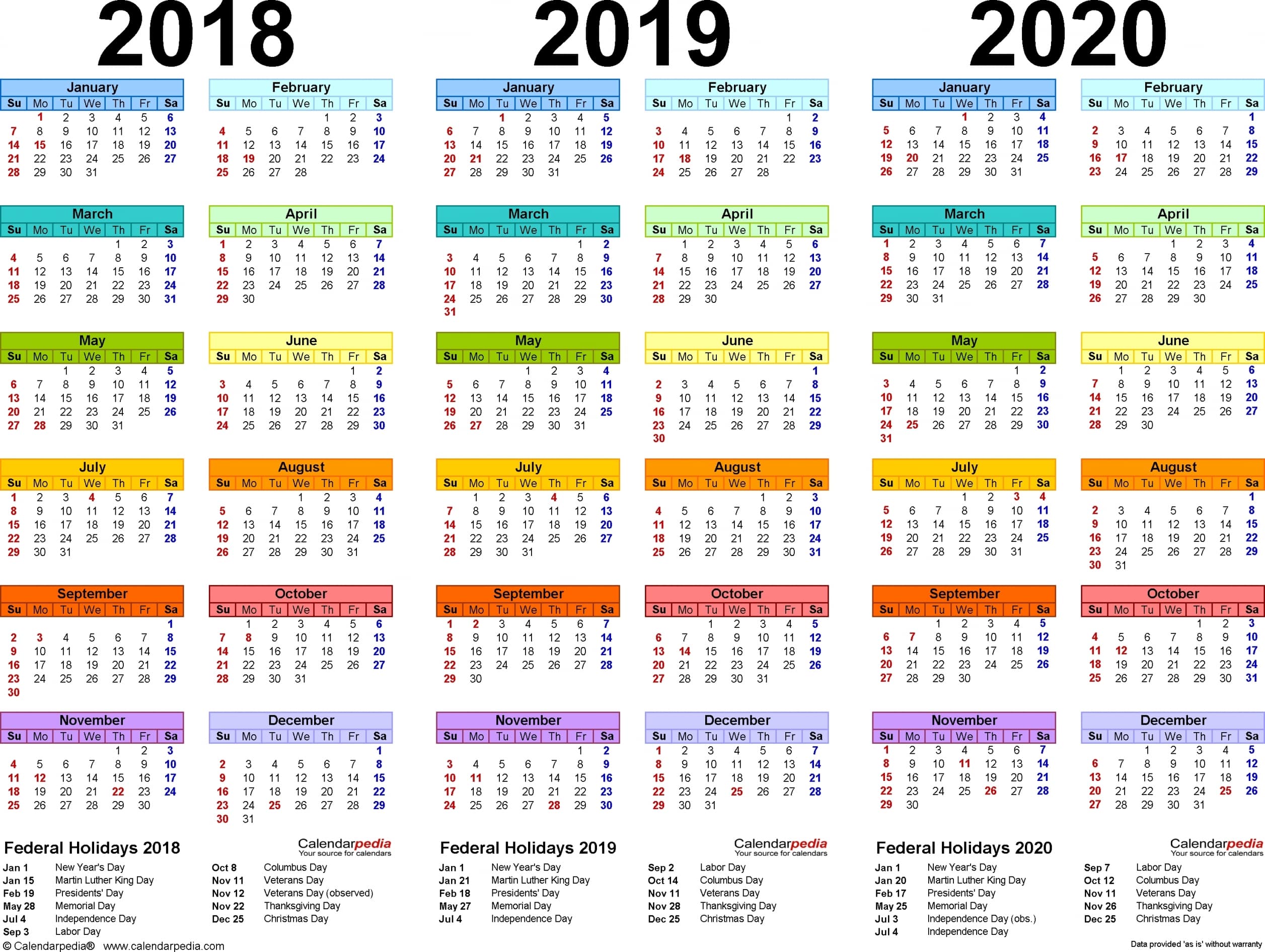 Fine 3 Year Calendar 2019 To 2021 : Mini Calendar Template